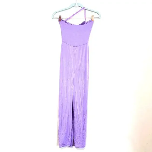 Natalie Rolt Violetta Milkmade Dress Size 0 Purple Bamboo One Shoulder Stretch